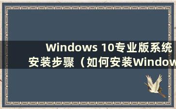 Windows 10专业版系统安装步骤（如何安装Windows 10专业版）